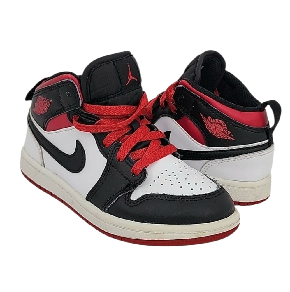Nike  Air Jordan 1 Mid Shoes White Gym Red Black DQ8424-106,‎ Size 13C